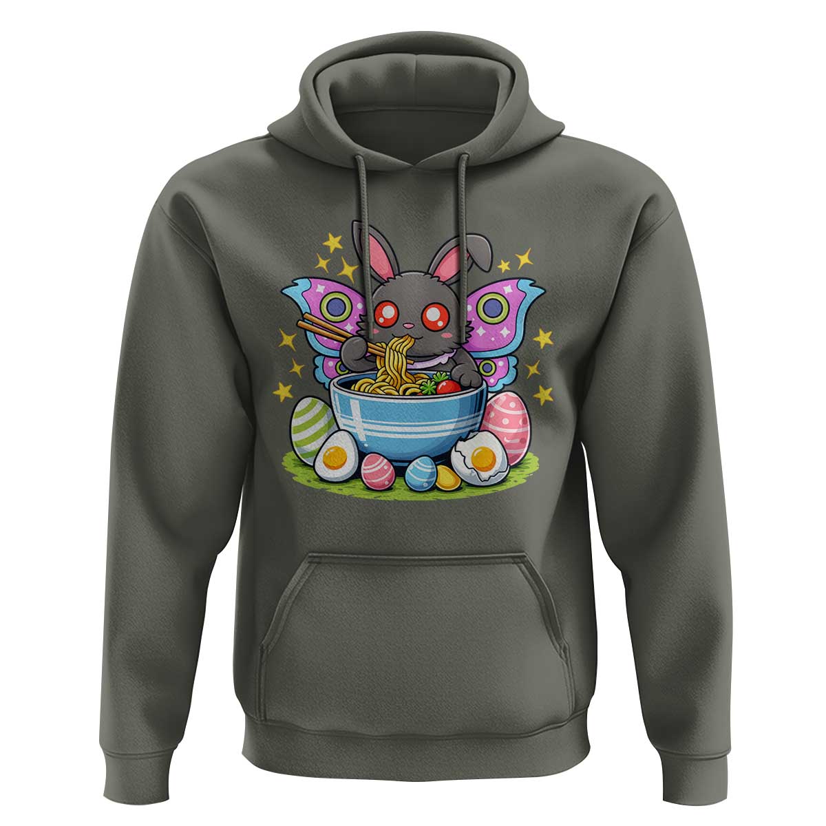 Funny Easter Mothman Eating Ramen Hoodie Cryptid Lover Gift