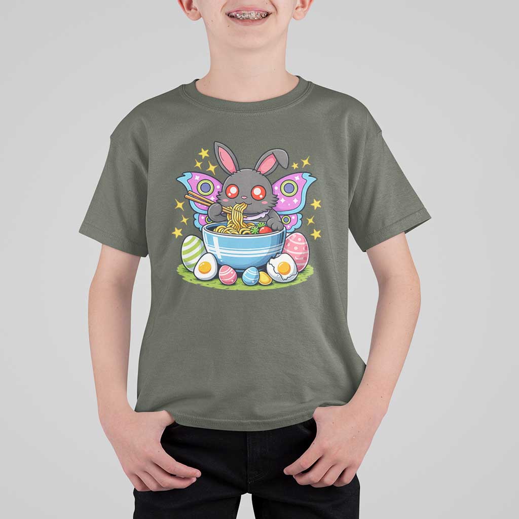 Funny Easter Mothman Eating Ramen T Shirt For Kid Cryptid Lover Gift