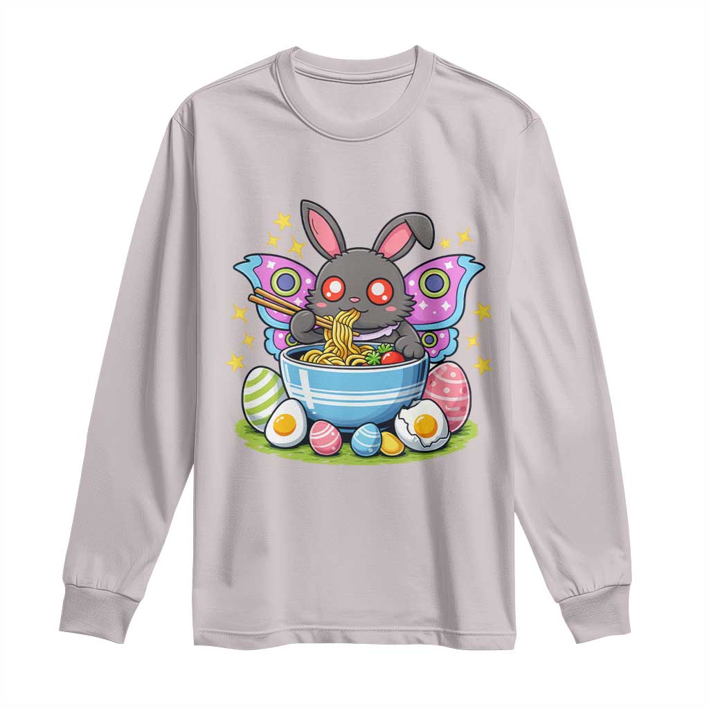 Funny Easter Mothman Eating Ramen Long Sleeve Shirt Cryptid Lover Gift