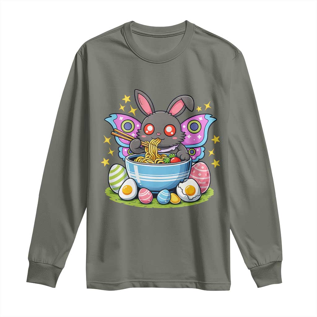 Funny Easter Mothman Eating Ramen Long Sleeve Shirt Cryptid Lover Gift