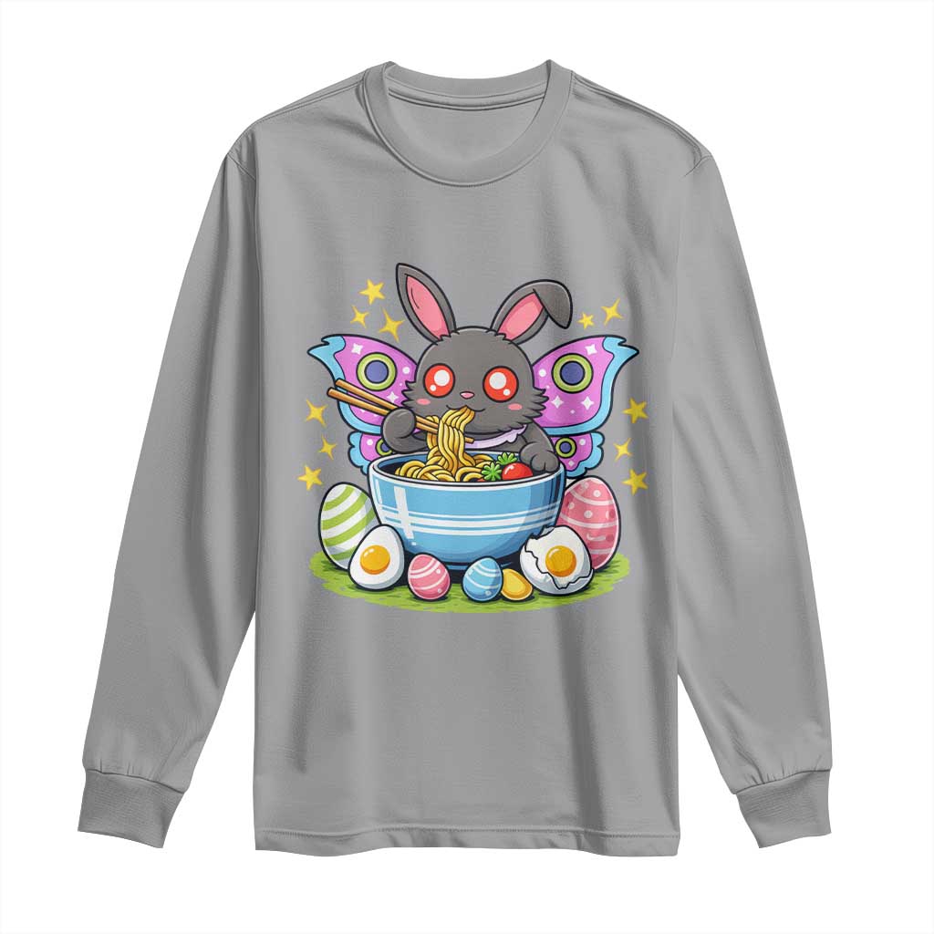 Funny Easter Mothman Eating Ramen Long Sleeve Shirt Cryptid Lover Gift