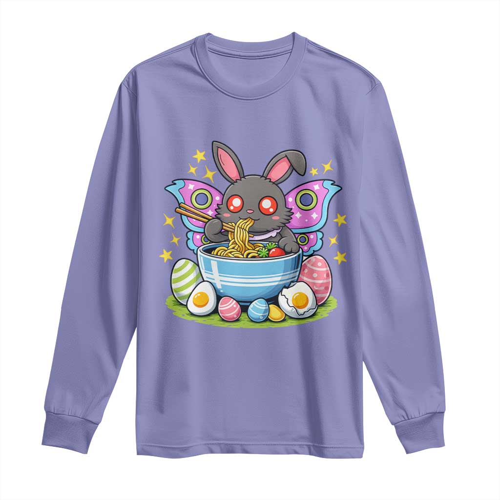 Funny Easter Mothman Eating Ramen Long Sleeve Shirt Cryptid Lover Gift