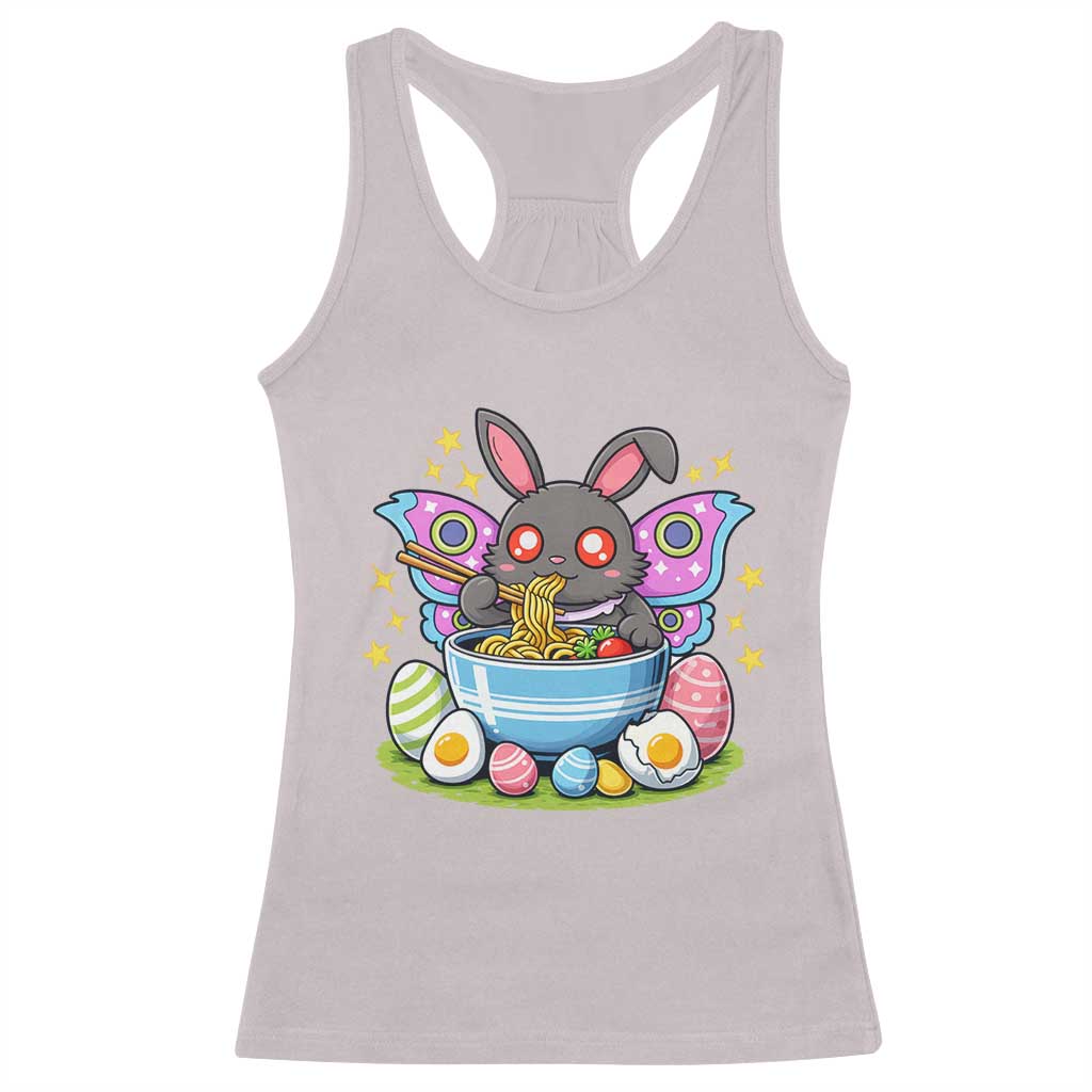 Funny Easter Mothman Eating Ramen Racerback Tank Top Cryptid Lover Gift