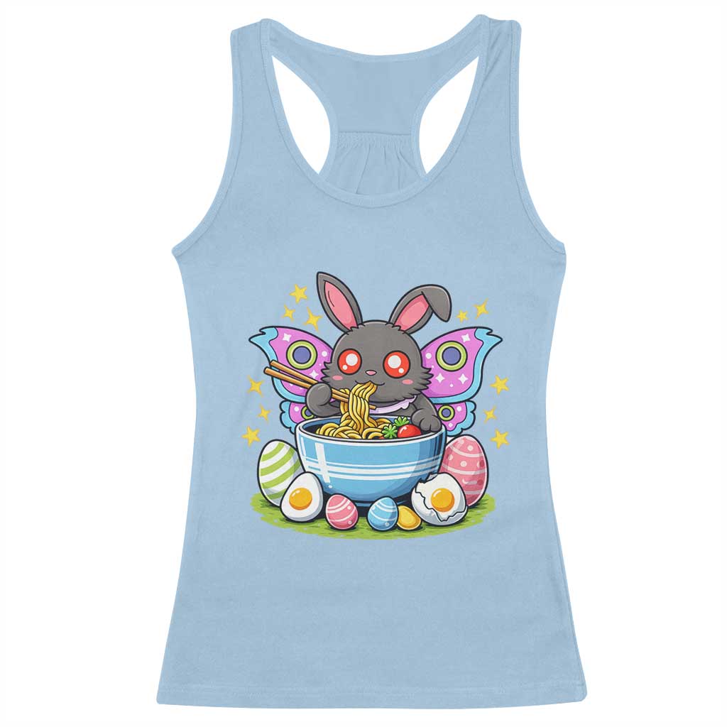 Funny Easter Mothman Eating Ramen Racerback Tank Top Cryptid Lover Gift