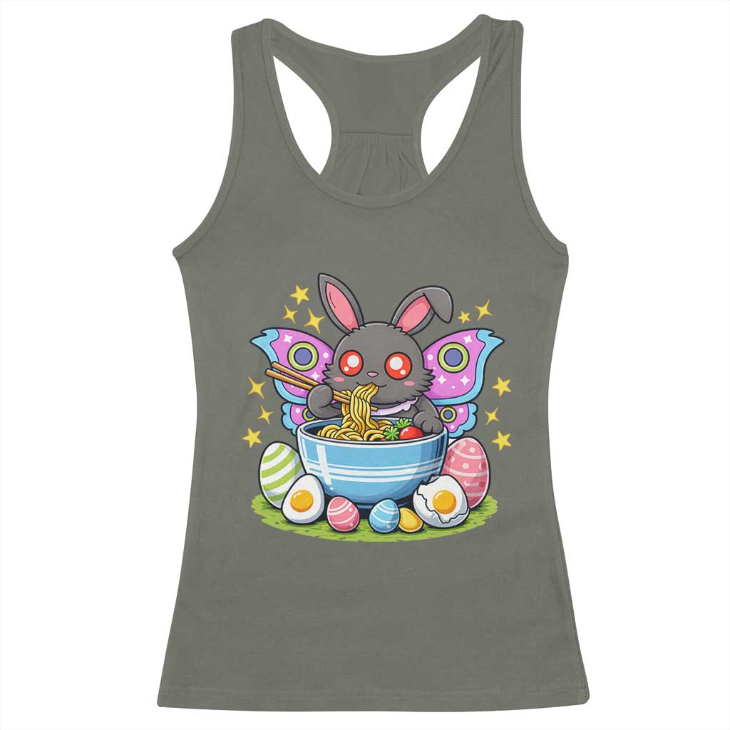Funny Easter Mothman Eating Ramen Racerback Tank Top Cryptid Lover Gift