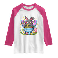 Funny Easter Mothman Eating Ramen Raglan Shirt Cryptid Lover Gift