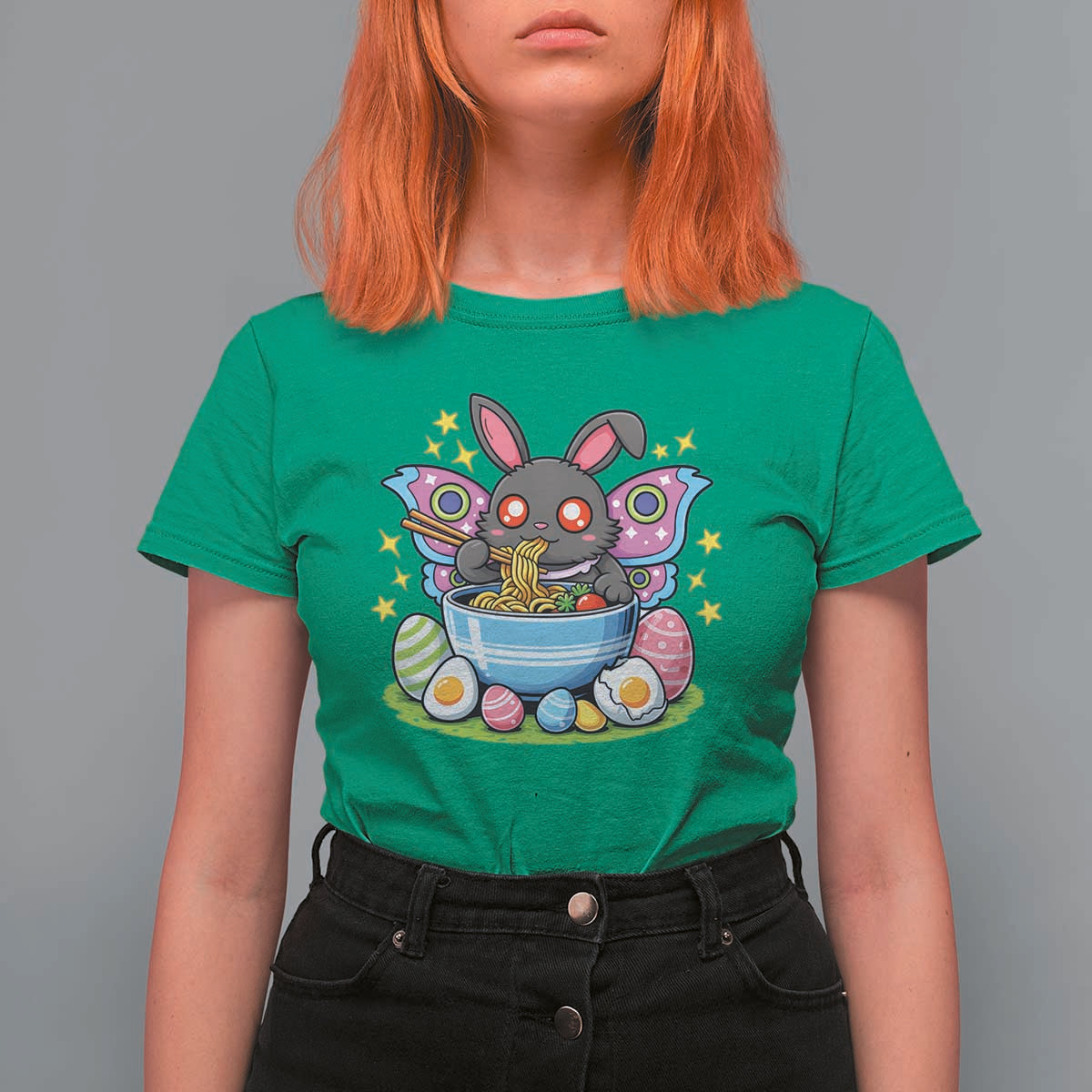 Funny Easter Mothman Eating Ramen T Shirt For Women Cryptid Lover Gift