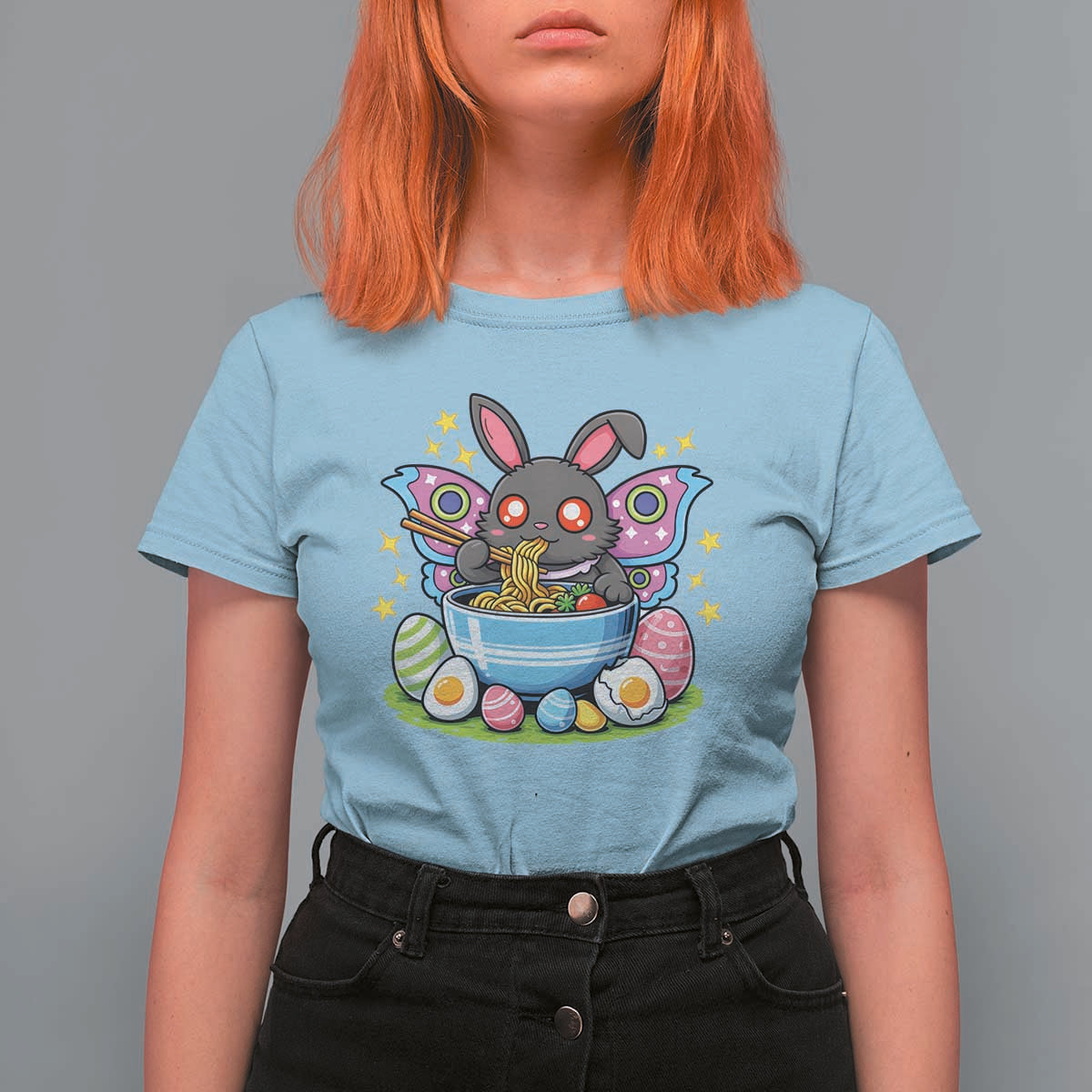 Funny Easter Mothman Eating Ramen T Shirt For Women Cryptid Lover Gift