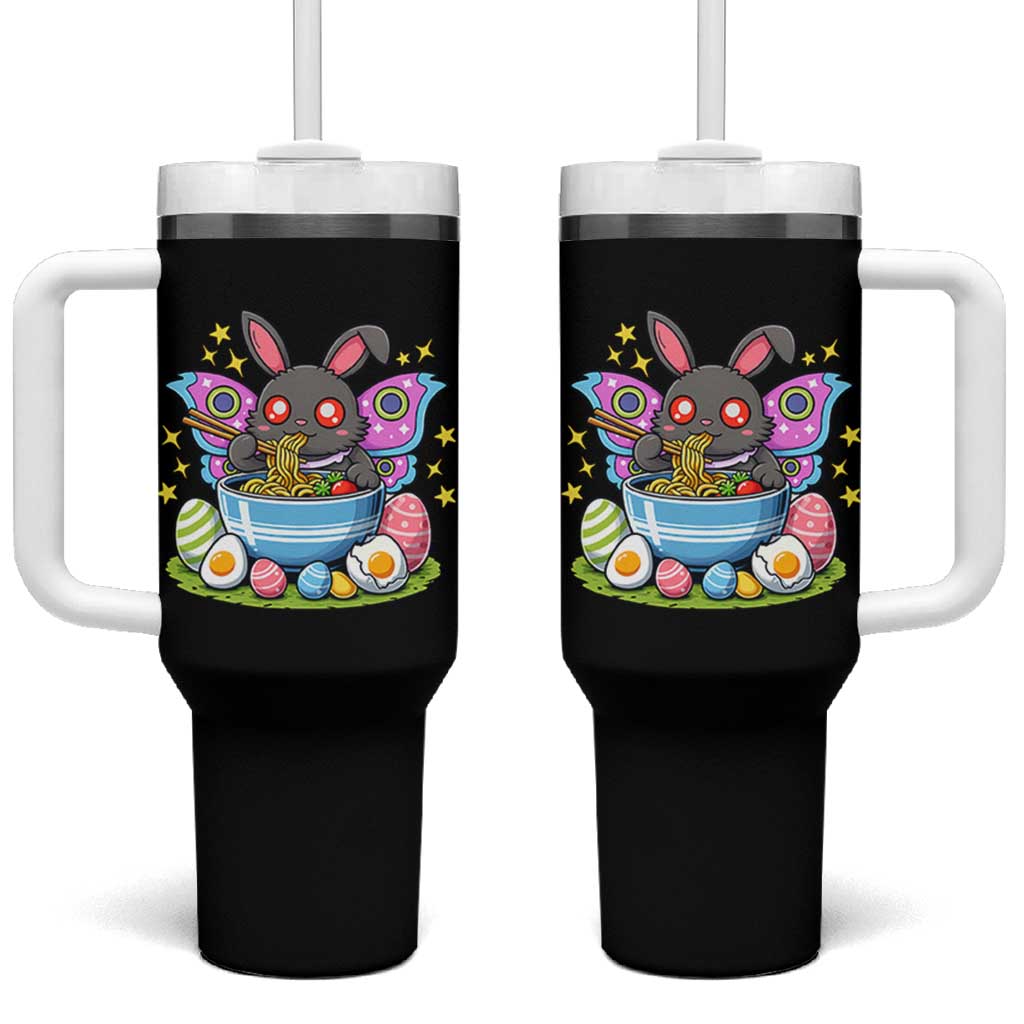 Funny Easter Mothman Eating Ramen Tumbler With Handle Cryptid Lover Gift