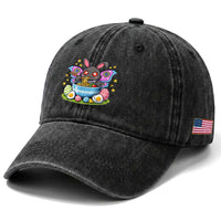 Funny Easter Mothman Eating Ramen Washed Cotton Baseball Cap Cryptid Lover Gift