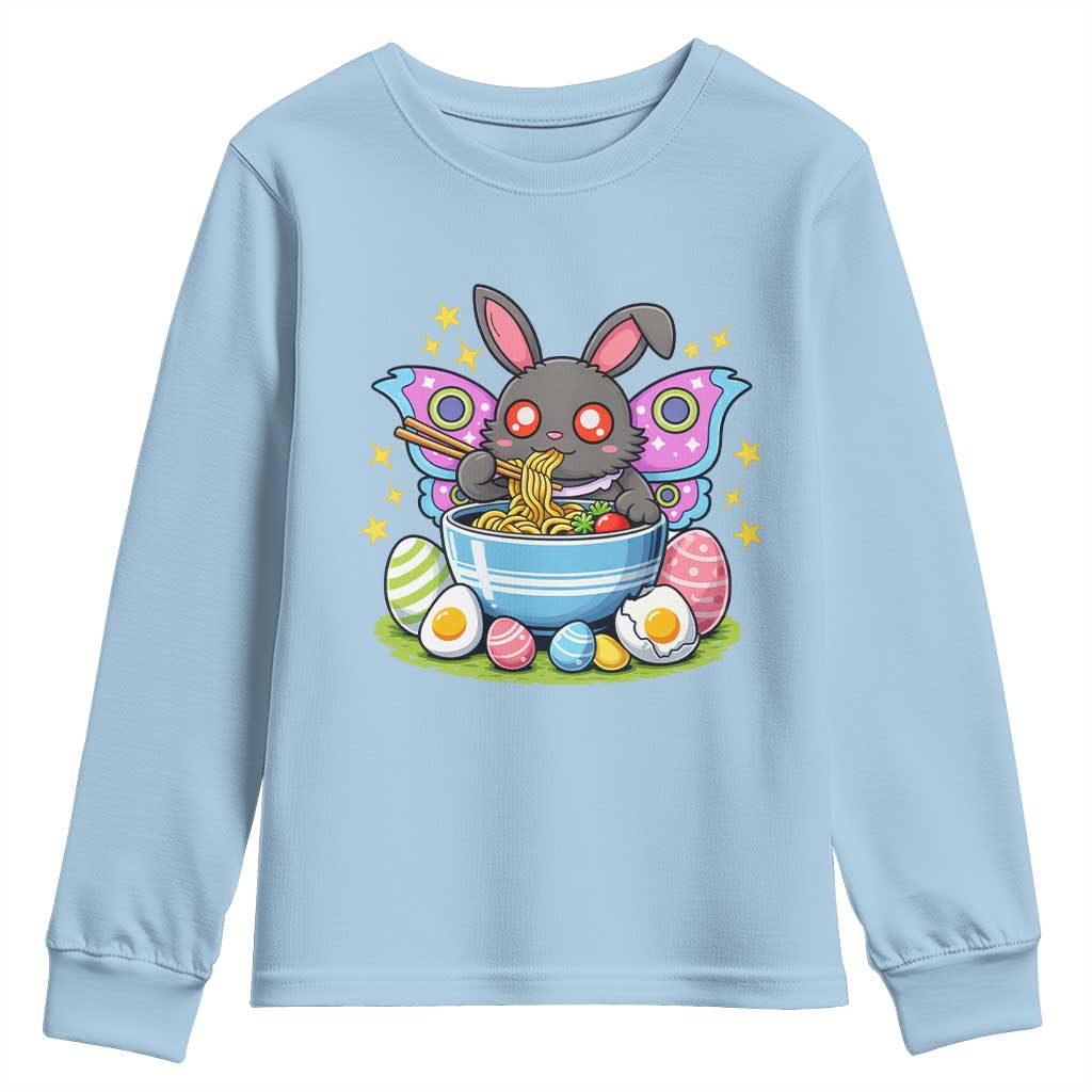 Funny Easter Mothman Eating Ramen Youth Sweatshirt Cryptid Lover Gift