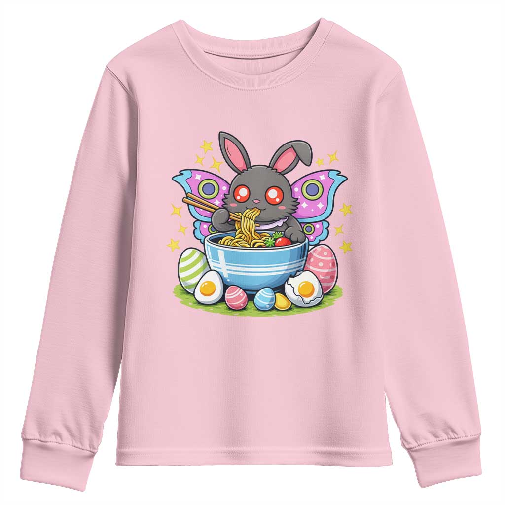 Funny Easter Mothman Eating Ramen Youth Sweatshirt Cryptid Lover Gift