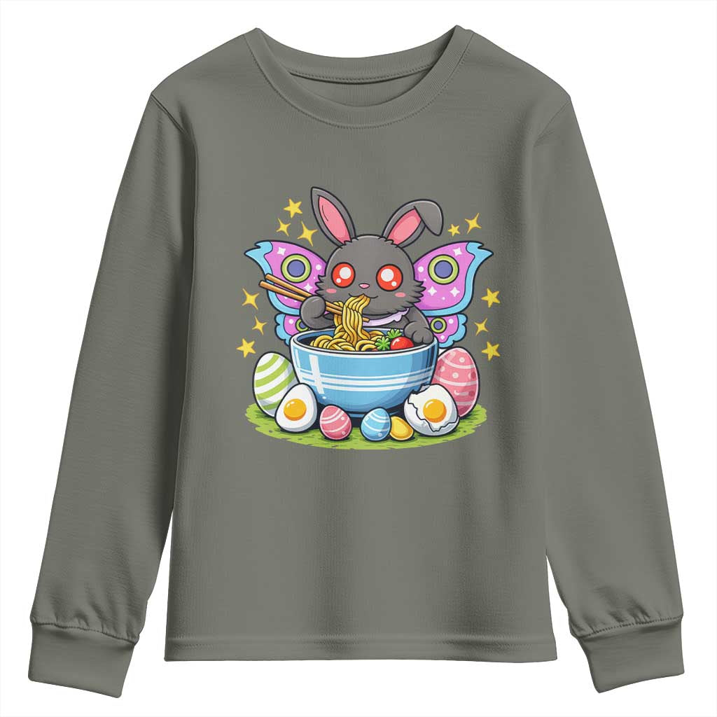 Funny Easter Mothman Eating Ramen Youth Sweatshirt Cryptid Lover Gift