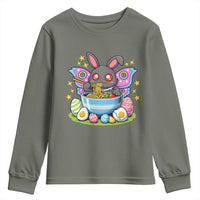 Funny Easter Mothman Eating Ramen Youth Sweatshirt Cryptid Lover Gift