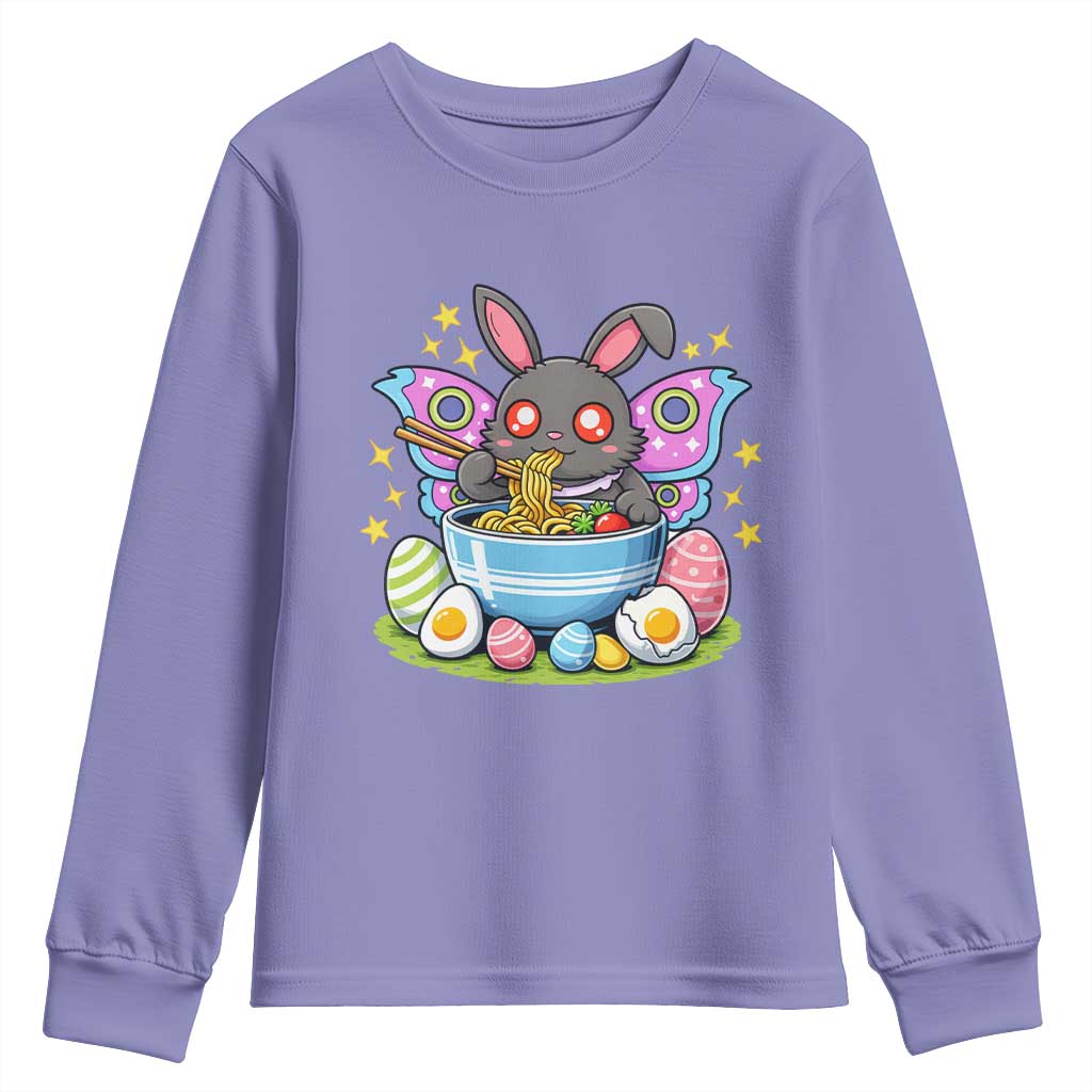 Funny Easter Mothman Eating Ramen Youth Sweatshirt Cryptid Lover Gift