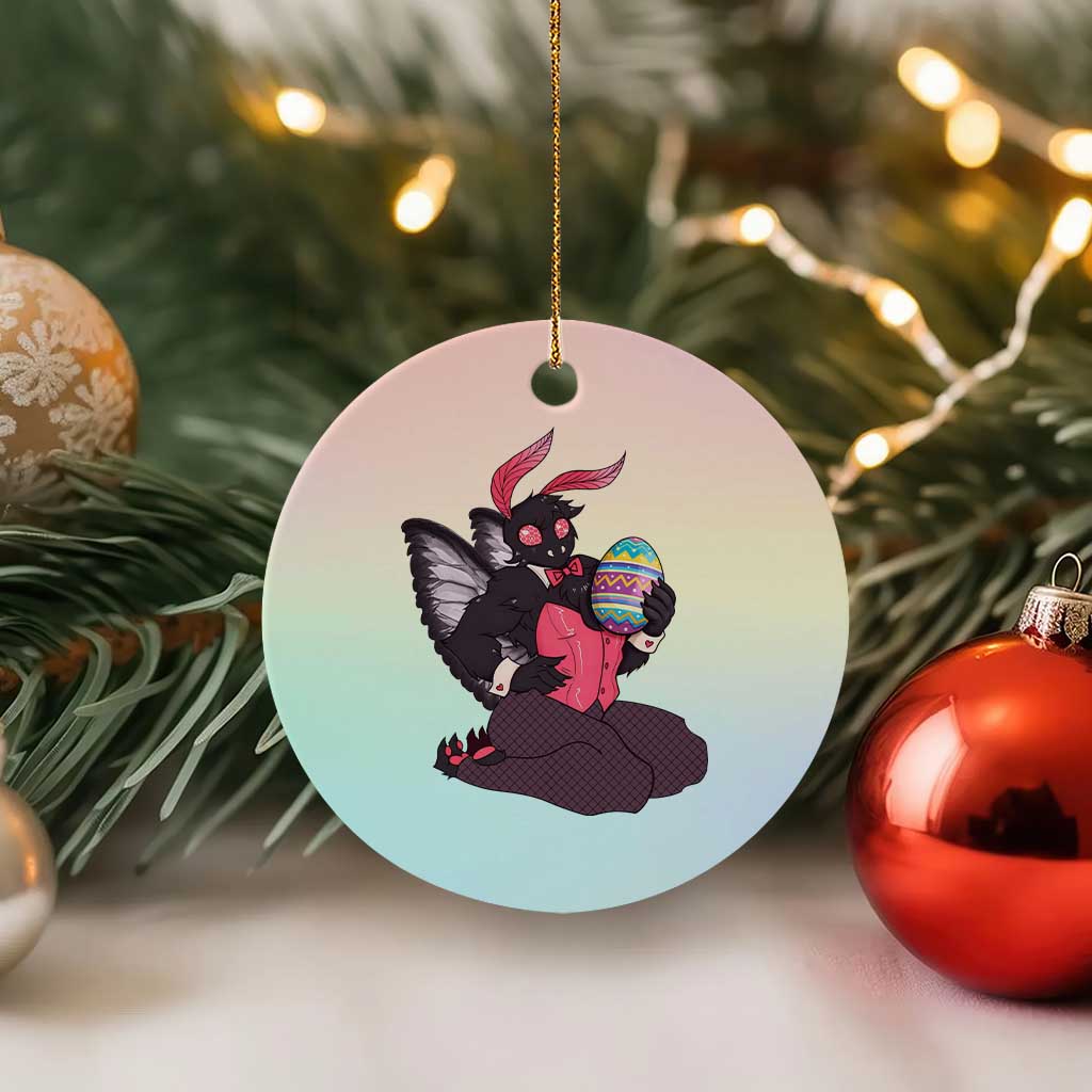 Sexy Easter Bunny Mothman Ceramic Ornament Cryptid Humor Gift