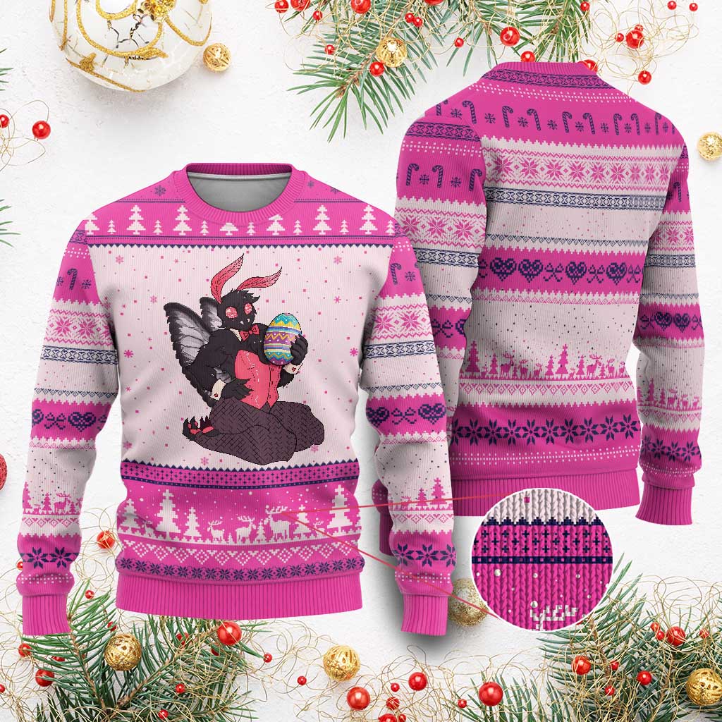 Sexy Easter Bunny Mothman Ugly Christmas Sweater Cryptid Humor Gift