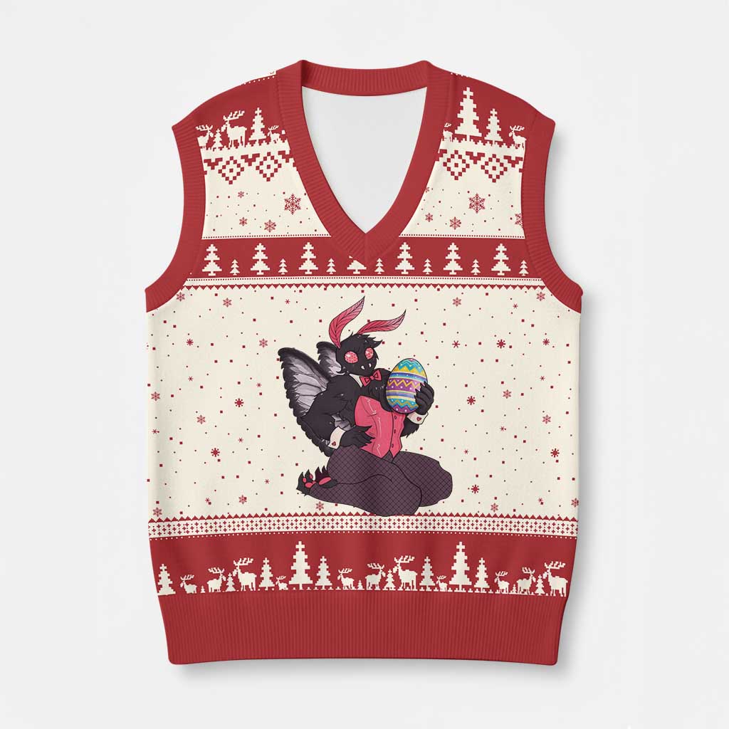 Sexy Easter Bunny Mothman V-Neck Knit Sweater Vest Cryptid Humor Gift