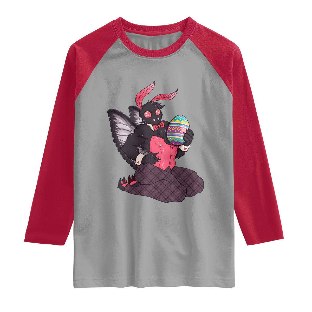Sexy Easter Bunny Mothman Raglan Shirt Cryptid Humor Gift