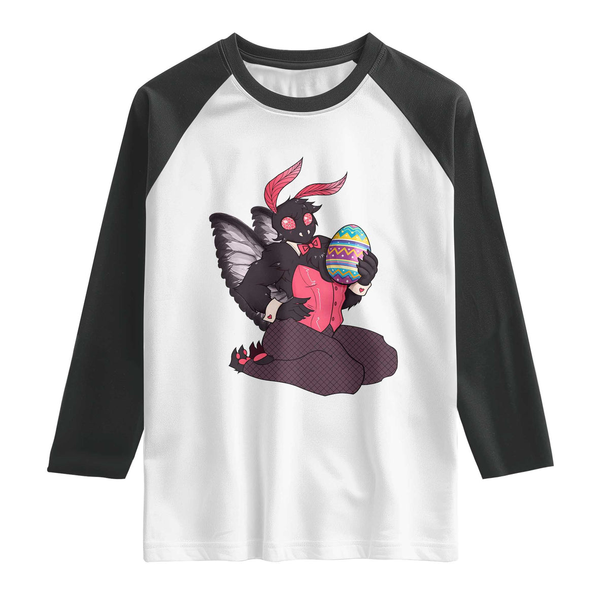 Sexy Easter Bunny Mothman Raglan Shirt Cryptid Humor Gift
