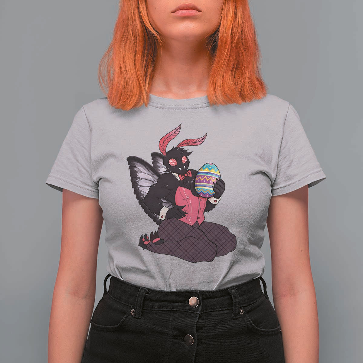 Sexy Easter Bunny Mothman T Shirt For Women Cryptid Humor Gift
