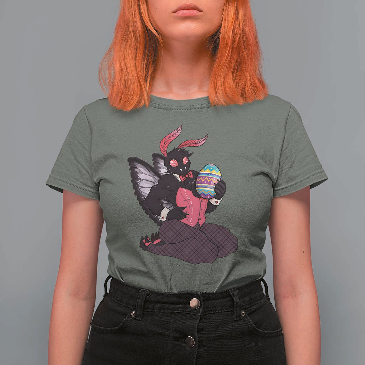 Sexy Easter Bunny Mothman T Shirt For Women Cryptid Humor Gift