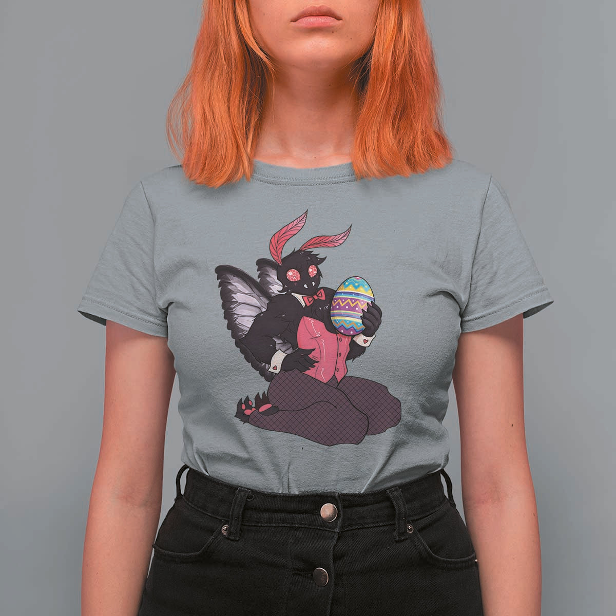 Sexy Easter Bunny Mothman T Shirt For Women Cryptid Humor Gift