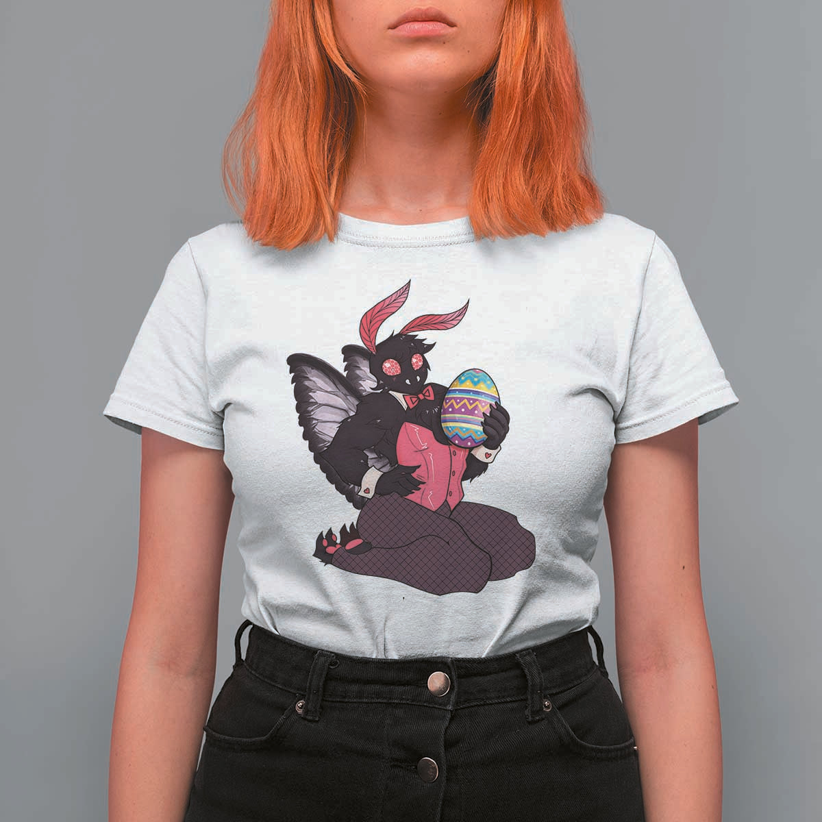 Sexy Easter Bunny Mothman T Shirt For Women Cryptid Humor Gift