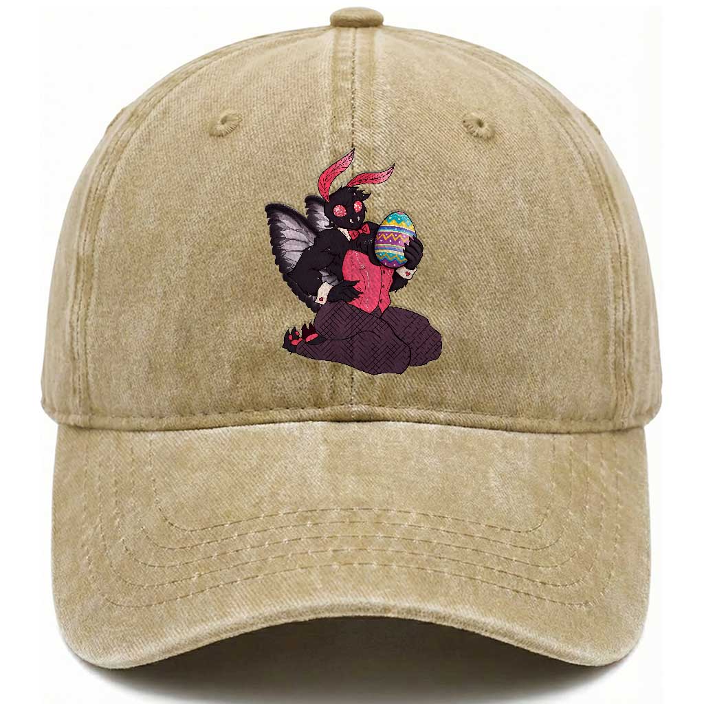 Sexy Easter Bunny Mothman Washed Cotton Baseball Cap Cryptid Humor Gift