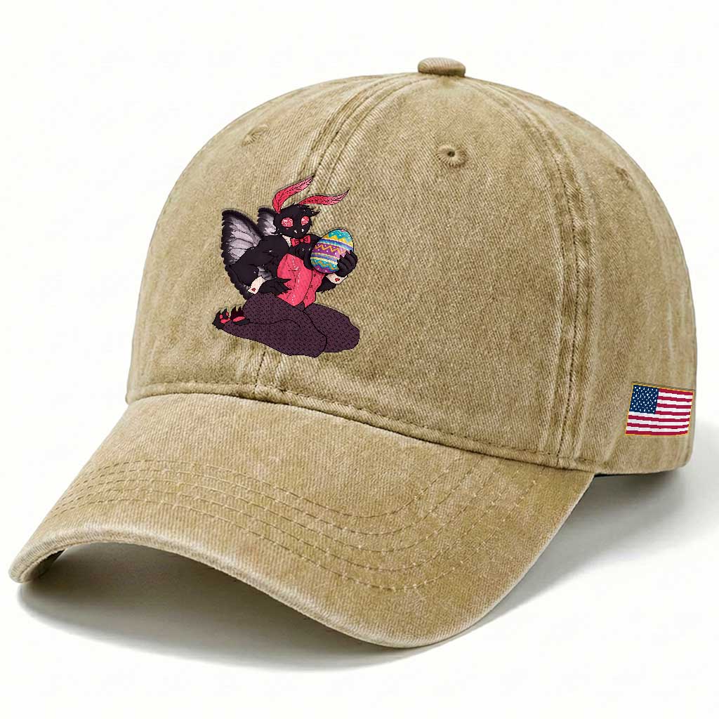 Sexy Easter Bunny Mothman Washed Cotton Baseball Cap Cryptid Humor Gift