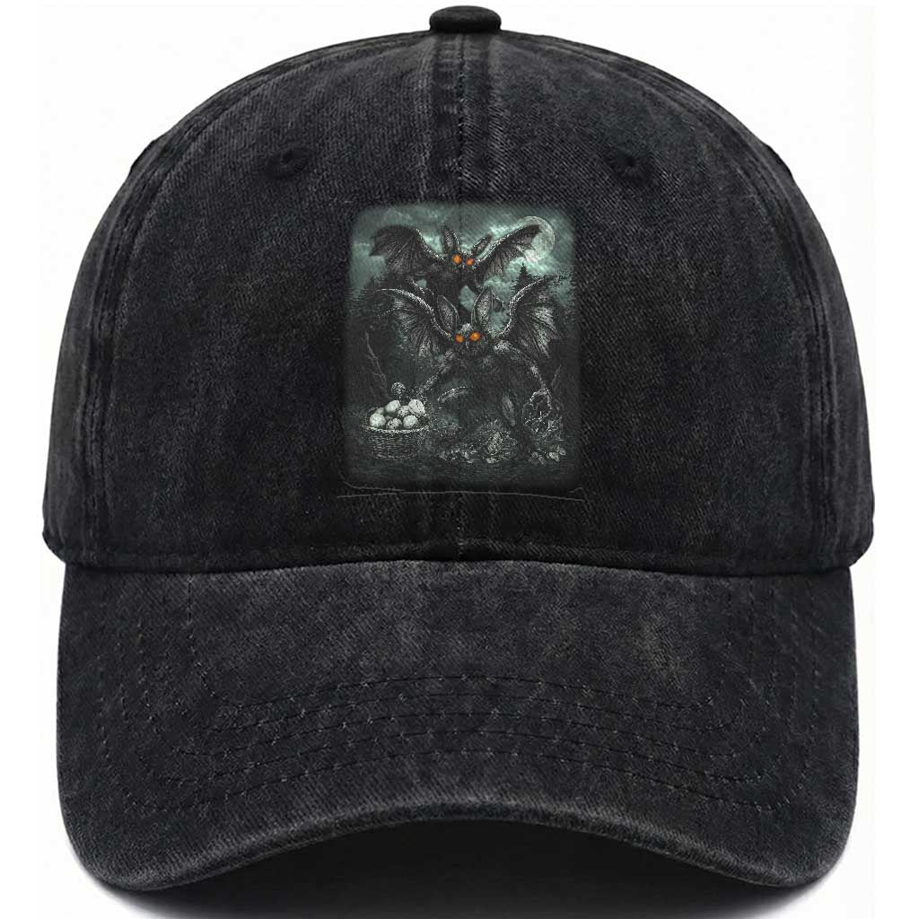 Vintage Horror Mothman Easter Washed Cotton Baseball Cap Folklore Monster Lover Gift