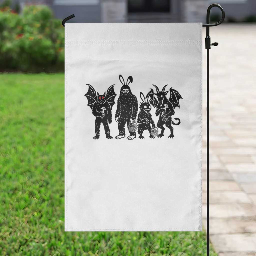 Funny Easter Cryptid Squad Garden Flag Bigfoot Mothman Jersey Devil Chupacabra Gift