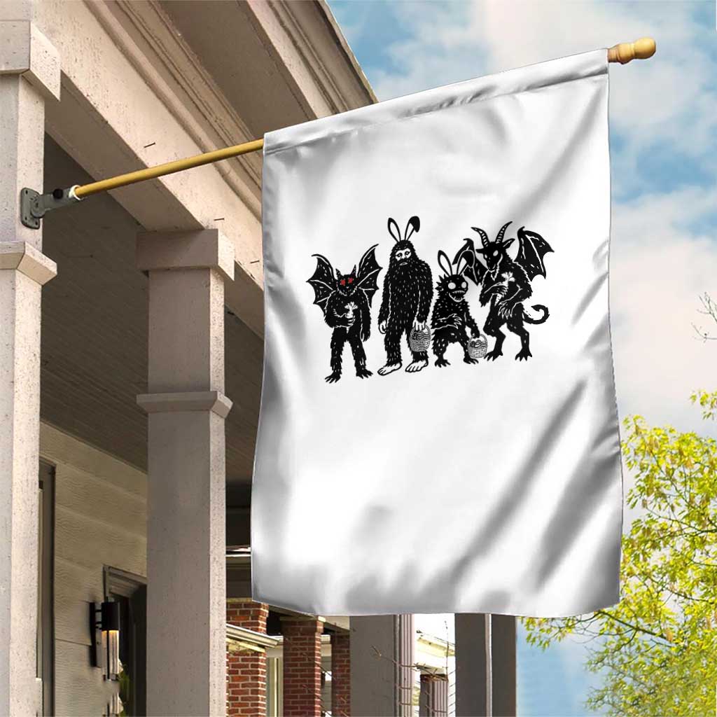 Funny Easter Cryptid Squad Garden Flag Bigfoot Mothman Jersey Devil Chupacabra Gift