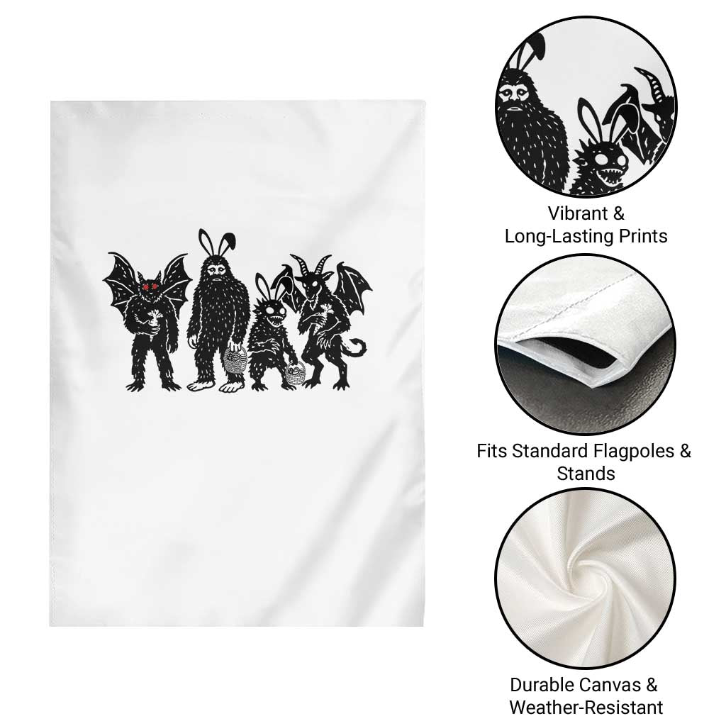 Funny Easter Cryptid Squad Garden Flag Bigfoot Mothman Jersey Devil Chupacabra Gift
