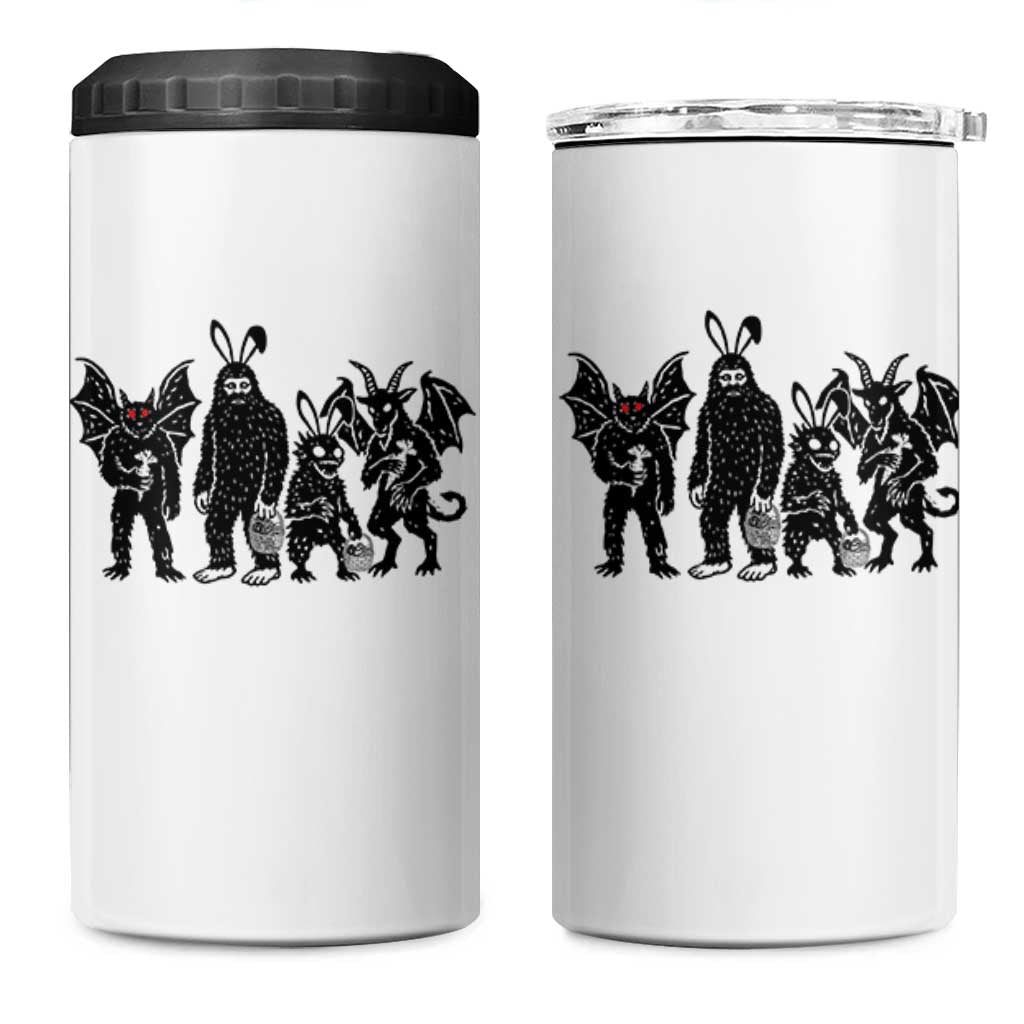 Funny Easter Cryptid Squad 4 in 1 Can Cooler Tumbler Bigfoot Mothman Jersey Devil Chupacabra Gift