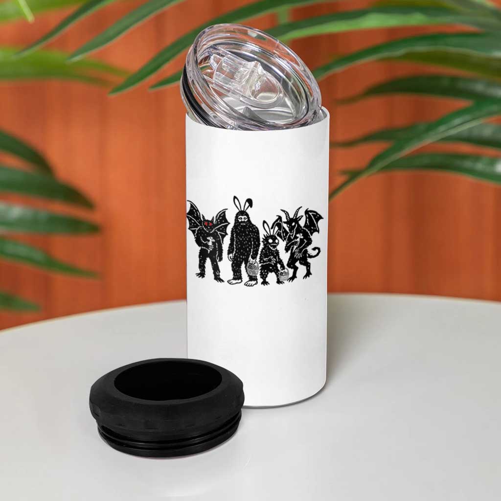 Funny Easter Cryptid Squad 4 in 1 Can Cooler Tumbler Bigfoot Mothman Jersey Devil Chupacabra Gift