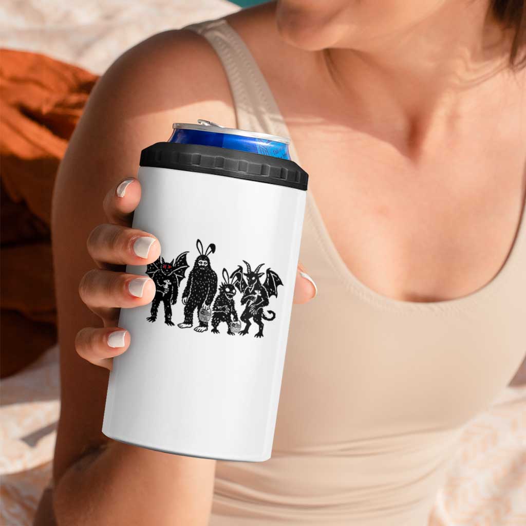 Funny Easter Cryptid Squad 4 in 1 Can Cooler Tumbler Bigfoot Mothman Jersey Devil Chupacabra Gift