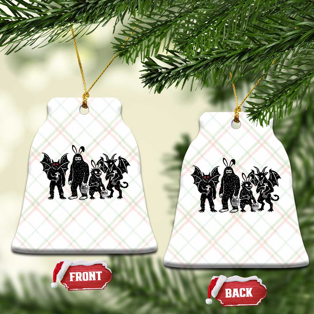 Funny Easter Cryptid Squad Ceramic Ornament Bigfoot Mothman Jersey Devil Chupacabra Gift