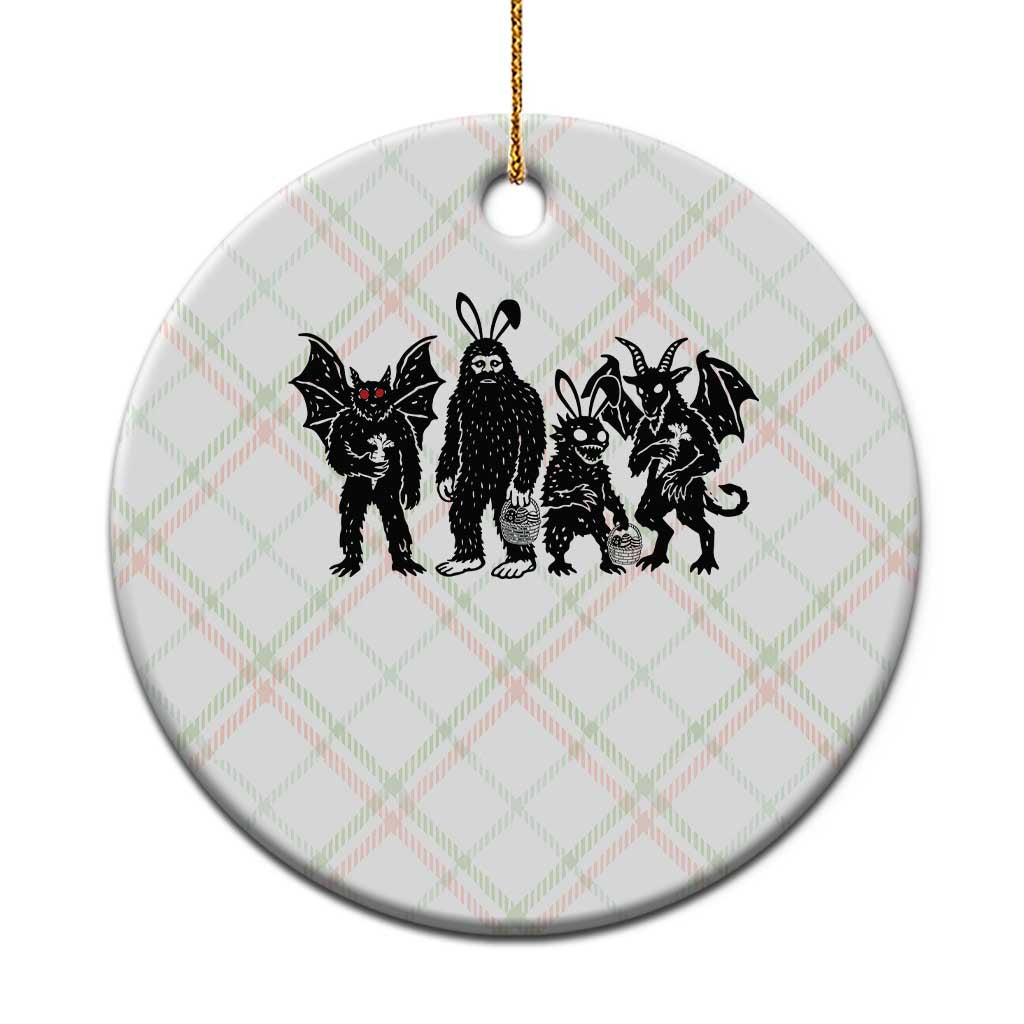 Funny Easter Cryptid Squad Ceramic Ornament Bigfoot Mothman Jersey Devil Chupacabra Gift