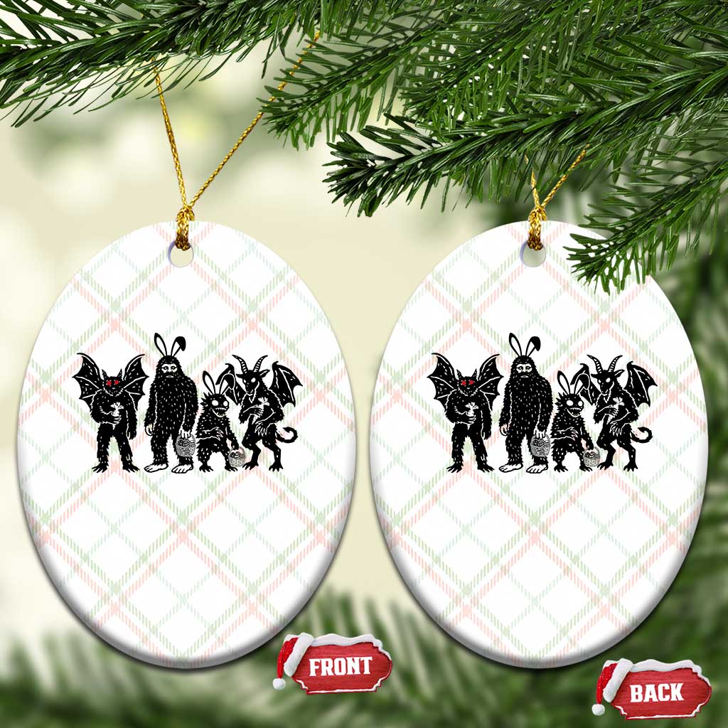 Funny Easter Cryptid Squad Ceramic Ornament Bigfoot Mothman Jersey Devil Chupacabra Gift