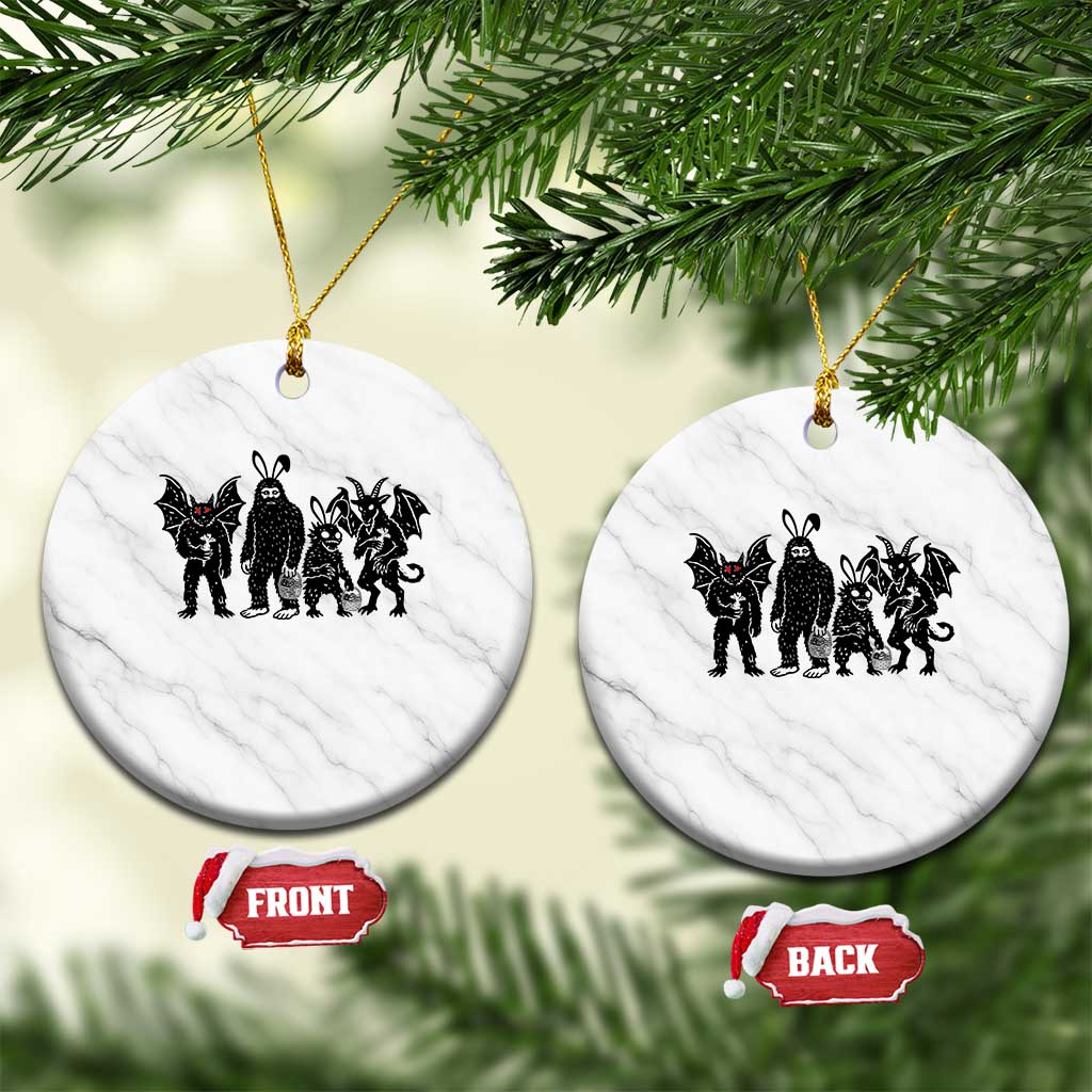 Funny Easter Cryptid Squad Ceramic Ornament Bigfoot Mothman Jersey Devil Chupacabra Gift