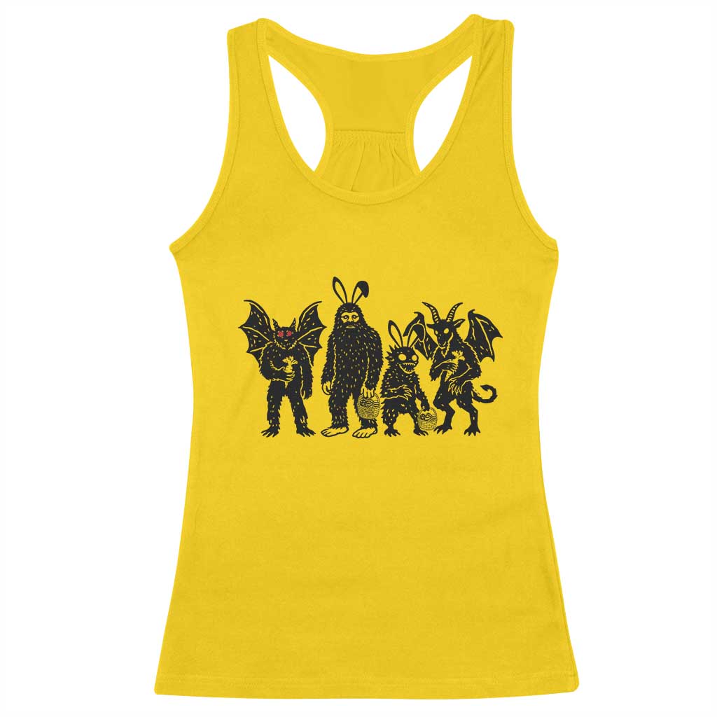 Funny Easter Cryptid Squad Racerback Tank Top Bigfoot Mothman Jersey Devil Chupacabra Gift