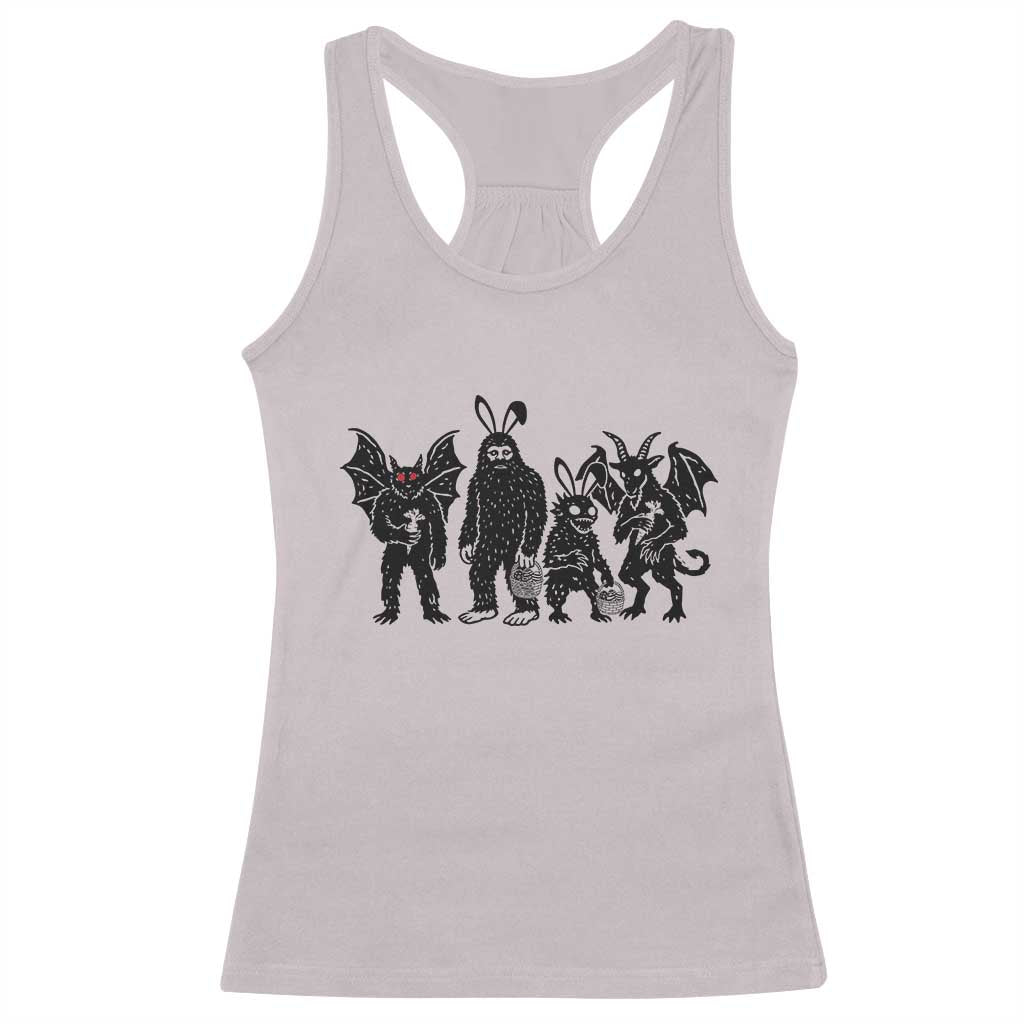 Funny Easter Cryptid Squad Racerback Tank Top Bigfoot Mothman Jersey Devil Chupacabra Gift