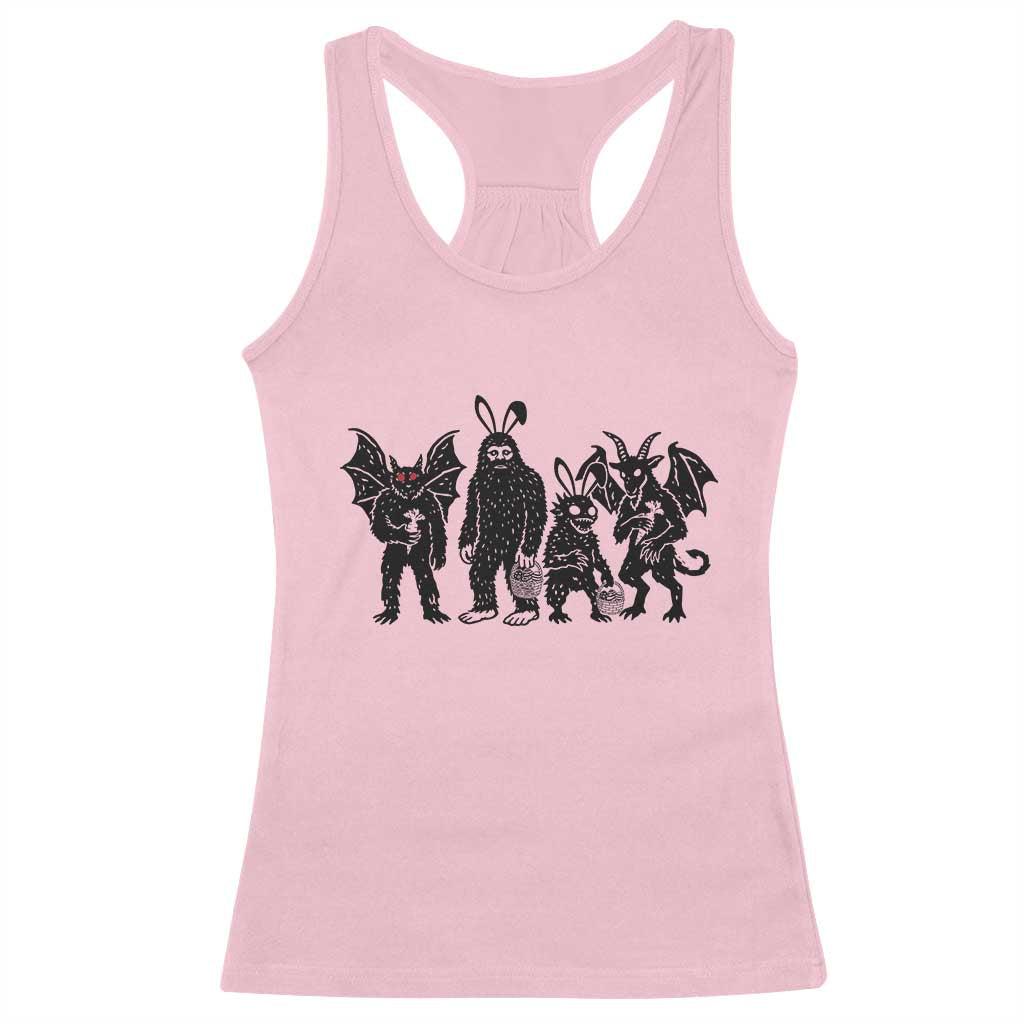 Funny Easter Cryptid Squad Racerback Tank Top Bigfoot Mothman Jersey Devil Chupacabra Gift