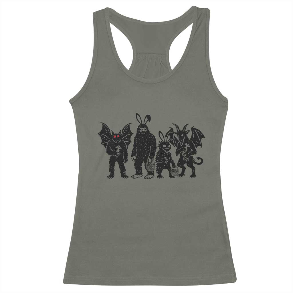 Funny Easter Cryptid Squad Racerback Tank Top Bigfoot Mothman Jersey Devil Chupacabra Gift