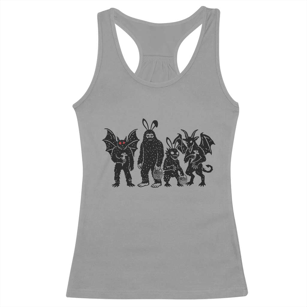 Funny Easter Cryptid Squad Racerback Tank Top Bigfoot Mothman Jersey Devil Chupacabra Gift