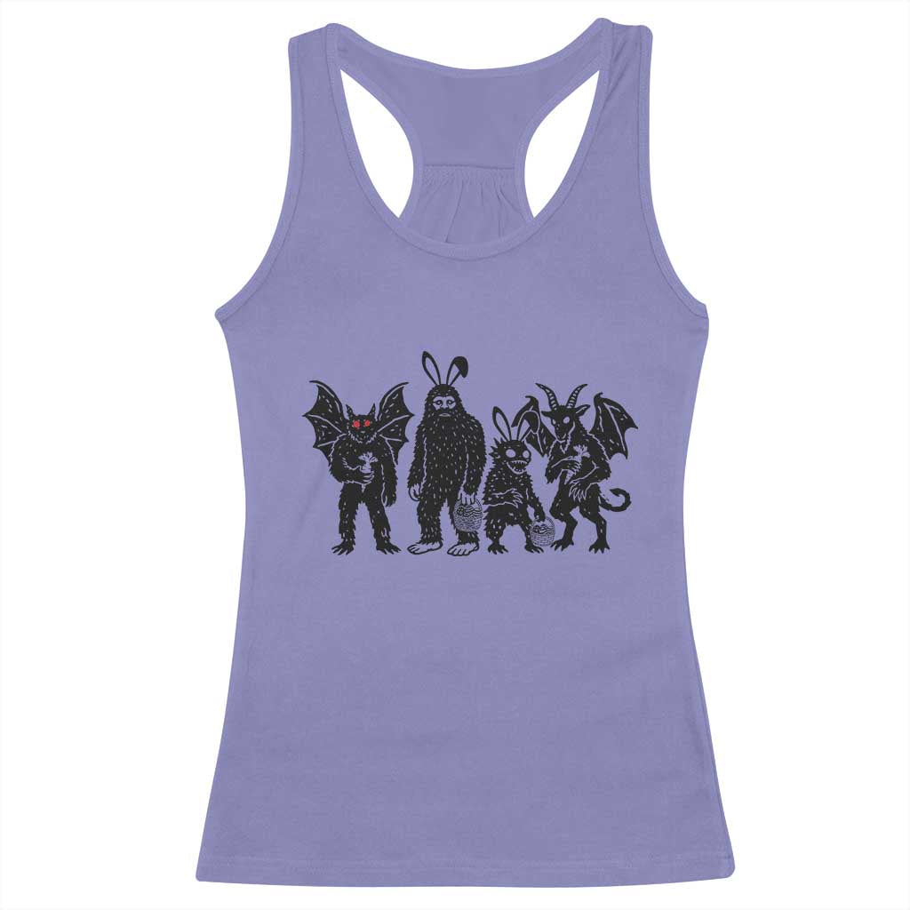 Funny Easter Cryptid Squad Racerback Tank Top Bigfoot Mothman Jersey Devil Chupacabra Gift