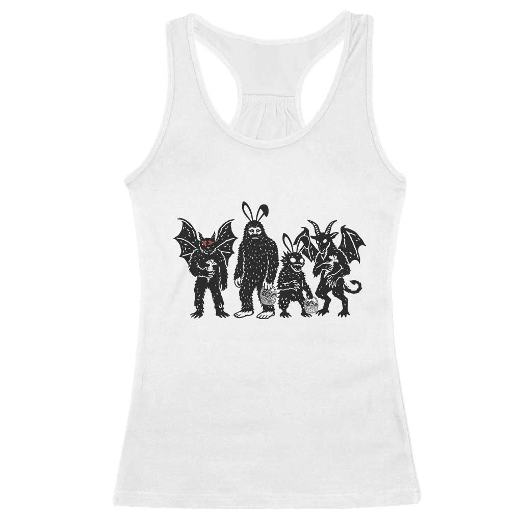 Funny Easter Cryptid Squad Racerback Tank Top Bigfoot Mothman Jersey Devil Chupacabra Gift