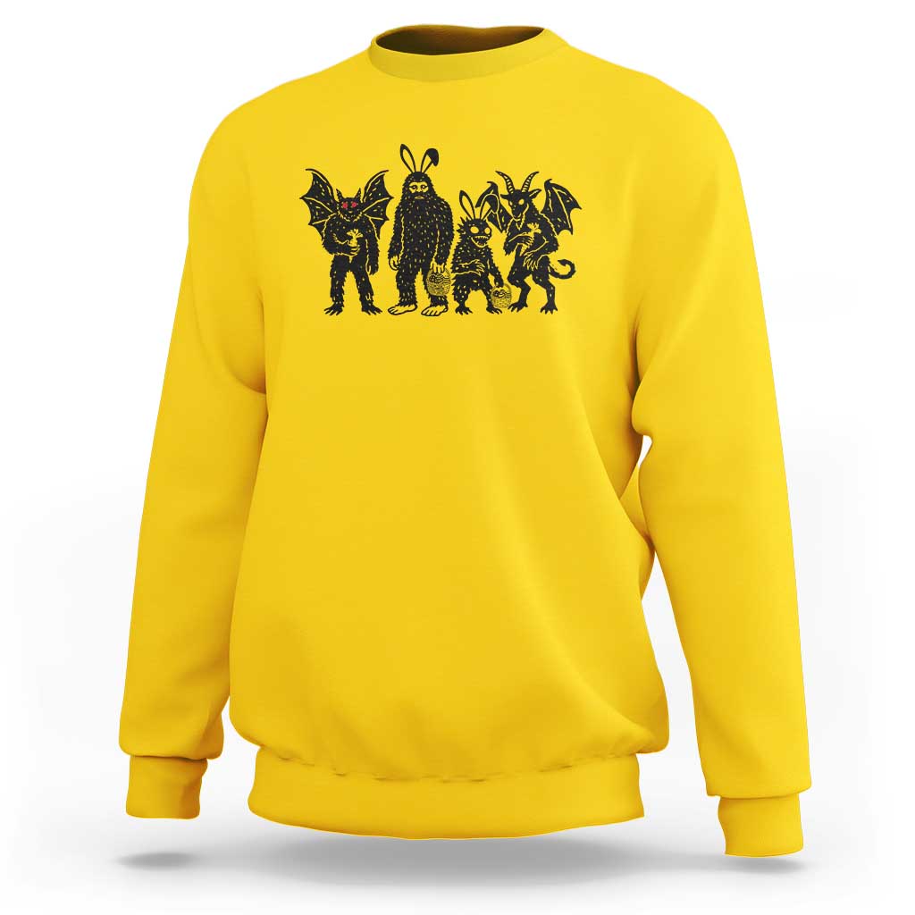 Funny Easter Cryptid Squad Sweatshirt Bigfoot Mothman Jersey Devil Chupacabra Gift