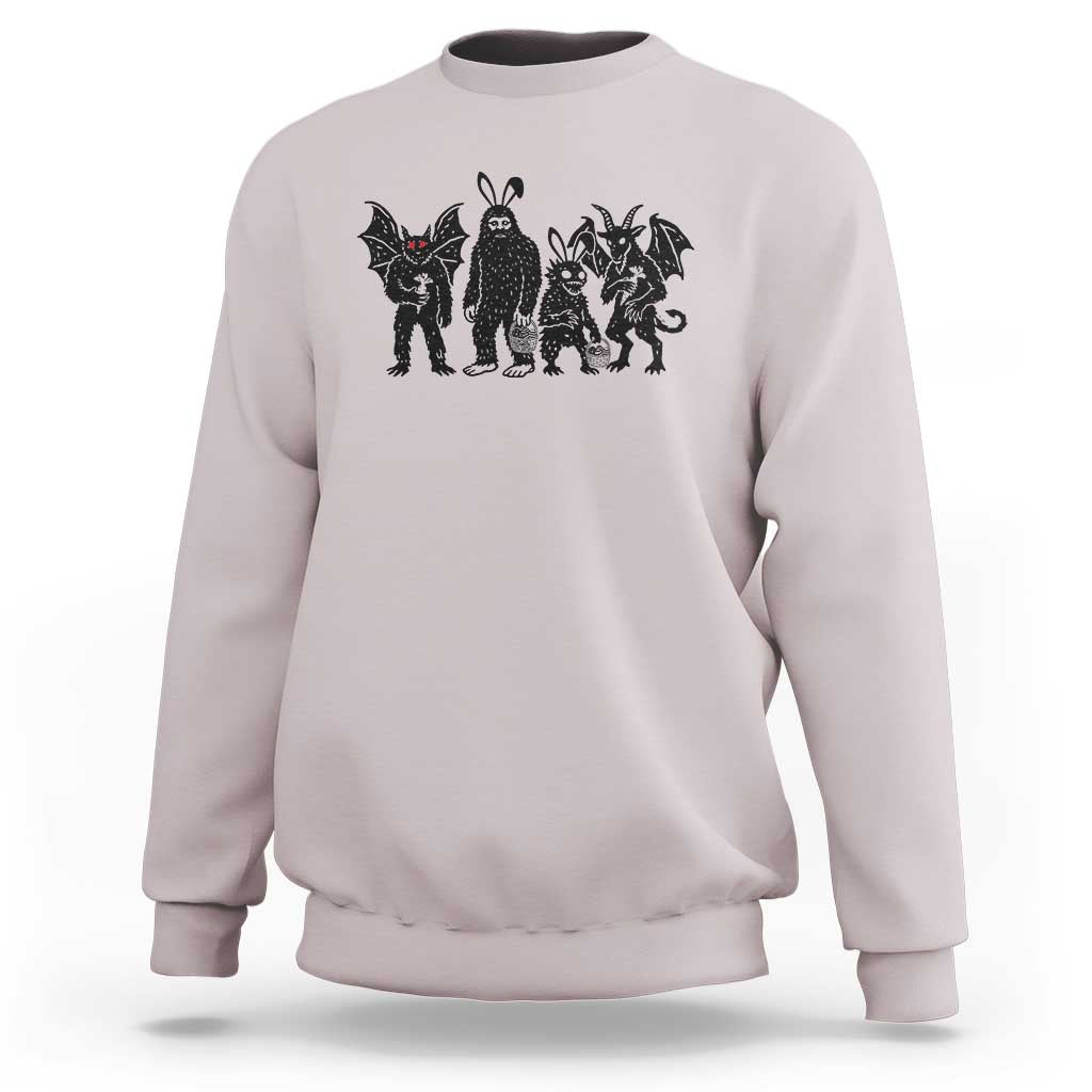 Funny Easter Cryptid Squad Sweatshirt Bigfoot Mothman Jersey Devil Chupacabra Gift